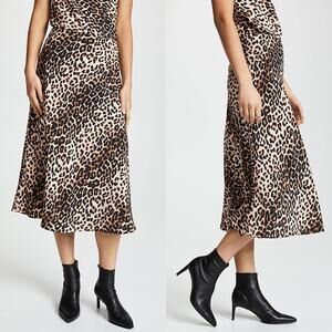 Valencia & Vine Leopard Animal Print Midi Slip Skirt Size Small Classic